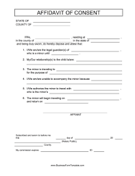 Affidavit Of Consent Template Travel Consent Letter Consent Letter Travel Consent Form