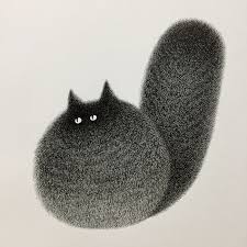 Delicate inked lines form fluffy black cats in illustrations by kamwei fong | colossal. Artist Kamwei Fong Re Imagines Fluffy Black Cats As Adorable Balls Of Fur In This Illustrative Series