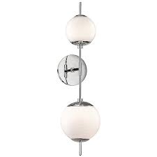 A stylized cylindrical shade ensconces one 25 w incandescent e26 medium base bulb, directing bright light downward and out. Mitzi Hudson Valley Lighting Remi Two Light Wall Sconce Ylighting Com