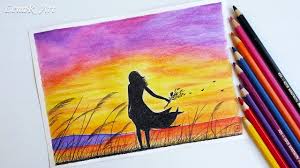 Girl With Flowers Sunset Landscape Drawing For Beginners With Watercolor Pencils Youtube This step by step acrylic painitng tutorial for beginners will guide you through the techniques.