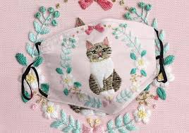 How to embroider flowers on clothes. Cat Embroidery Flowers Cloth Mask Tagotee