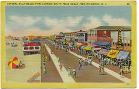 Wildwood Nj Boardwalk View Linen Postcard New Jersey