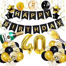 Check spelling or type a new query. Amazon Com 40th Birthday Decorations For Her Him Men Women Happy Birthday Banner Number 40 Balloons Kit Black Gold Hanging Swirls Party Favors Supplies Gifts Cheers 40th Years Confetti Celebration Home