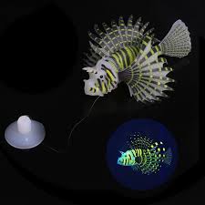 Fish Tank Landscaping Ornament Silicone Nightlight Simulation Colorful Lion  Fish(Black)