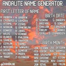 It really annoys me that rowan is being given to so many girls. The Dork Bajir Chronicles Andalite Name Generator Now At Your Service