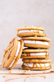 Marshmallow Sandwich Cookies With Peanut Butter And Salted Caramel B Sweet Sandwich Cookies Peanut Butter Cookies Delicious Cookie Recipes
