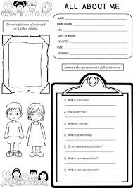 Enjoy Teaching English Teaching English All About Me Worksheet English Lessons