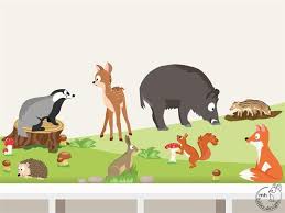 Das Angebot Beinhaltet Dachs Wildschwein Frischlinge Hase Eichhornchen Igel Fuchs Reh Pilze Fliegenpilze G Wandtattoo Waldtiere Waldtiere Wandtattoo