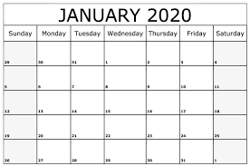 January 2020 Calendar Printable Template July Calendar Monthly Calendar Template September Calendar