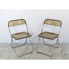 1960s Castelli Mid Century Modern Smoked Lucite Folding Chairs Italy Set Of 10 Chairish Folding Chair Chair Dining Chairs