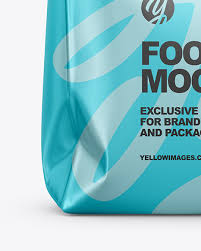 Matte Metallic Food Bag Mockup Front View In Bag Sack Mockups On Yellow Images Object Mockups