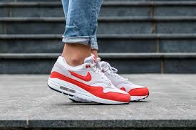 Women Nike Air Max 1 Habanero Red White Grey 319986 035 Nike Air Max Air Max Nike Women