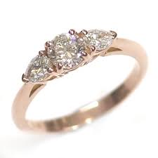 14ct Rose Gold Diamond Trilogy Engagement Ring Trilogy Engagement Ring Handmade Engagement Rings Engagement Rings