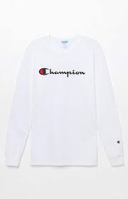 Champion Heritage Script Long Sleeve T Shirt White Long Sleeve Tee White Champion Sweater White Long Sleeve Shirt