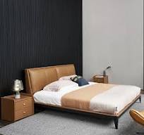 Set Tempat Tidur Ratu Kayu Loft Desain Italia Mudah Dirakit Murah Warna  Oranye Lembut untuk Kamar Tidur