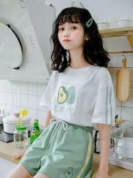 'yesstyle is an online website that carries heaps of korean fashion and beauty products. Fairyland Avocado Print Short Sleeve Contrast Trim T Shirt Yesstyle Kawaii Fashion Outfits Hipster Outfits Korean School Outfits