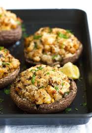 Shrimp Stuffed Portobello Mushrooms Recipe Little Spice Jar Recipe Portobello Mushroom Recipes Mushroom Recipes Stuffed Mushroom