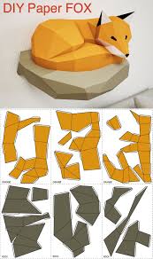 Papercraft Fox On Rock Paper Model 3d Paper Craft Paper Etsy Paper Animals Paper Crafts 3d Paper Crafts