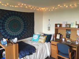 Dorm Inspiration Indiana University Bloomington Iu Hoosiers Cute Blue Tumblr Dorm Room Boho Tapestry Gold Desk Dorm Inspiration Blue Dorm Serene Bedroom