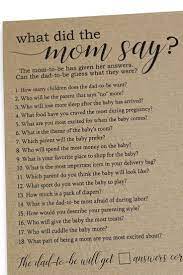 Hilarious 20 questions baby shower game. What Did The Mom Say Baby Shower Game Etsy Baby Shower Questions Disney Baby Shower Baby Shower Games For Large Groups