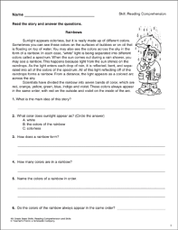 Read the passage and answer the questions that follow : Rainbows Reading Comprehension Passage With Questions Printable Texts Skills Sheets