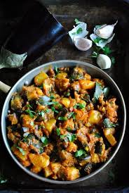 Eggplant And Potatoes In Tomato Sauce Eggplant Dishes Vegetarian Recipes Eggplant Recipes