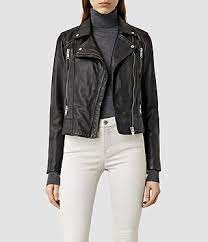 Womens Colwick Leather Biker Jacket Black Allsaints Com Womens Worth Leather Jackets Women Leather Jacket
