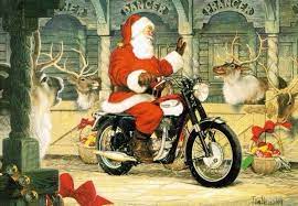 Father Christmas Rides A Triumph Motorcycle Christmas Santa Art Christmas Art