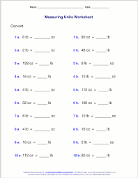 customary measuring units worksheets