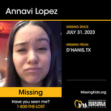 Annavi, 14, went missing from her home in D'Hanis, Texas