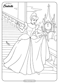 Cinderella trying on a dress. Printable Cinderella Coloring Book And Pages 01
