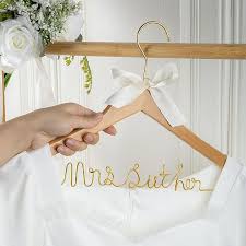 Personalized Bow Knot Bridal Wedding Wood Hanger with Name Wedding Bridal  Shower for Her