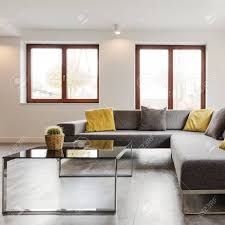 See more ideas about coffee table design, coffee table, coffee table wood. Large Corner Sofa And Glass Coffee Table In A Very Modern And Light House Interior Stock Photo Picture And Royalty Free Image Image 77351601