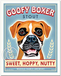 Boxer Art Dog Wall Art Dog Decor Goofy Boxer Bar Decor Etsy In 2020 Retro Dog Boxer Dogs Dog Print Art