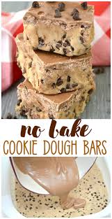 No Bake Cookie Dough Bars Baked Dessert Recipes Easy Desserts Baking Recipes For Kids