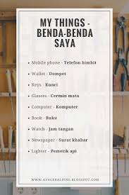 Malay Language Malaysia Bahasa Melayu Things Mythings Benda Saya Learn English Words Foreign Language Learning Malay Language
