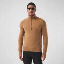 Order as few as 6. Monogram Motif Cashmere Funnel Neck Sweater In Camel Men Burberry