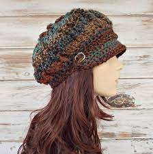Crochet Hat For Women Womens Hat With Brim Winter Newsboy Etsy Crochet Newsboy Hat Crochet Hat For Women Crochet Hats