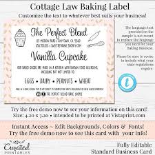 Cottage Law Label Bakers Label Cupcake Product Label Diy Etsy Ingredient Labels Label Templates Baking Business