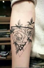 Black And White Floral Tattoo Beautiful Trending Pink Define Of A Geometric Triangle Black And White Tattoo Concepts F Geometric Watercolor Tattoo White Tattoo Black And White Flower Tattoo