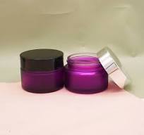 1.7 Ounce Frosted Purple Glass Hair Product Containers Cream Jar with Black  Lids for Skin Care Cream