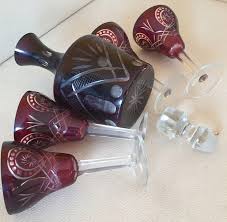 Μπορδο και διάφανο, χειροποίητο χάραγμα, όμορφο σχέδιο. Karafka 4 Kieliszki Do Wina Buzau Perla Lux 8086580481 Oficjalne Archiwum Allegro