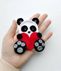 Pattern Panda Applique Crochet Pattern Pdf Bear Crochet Applique Valentine S Day Gift Crochet Heart Motif Ornam In 2020 Crochet Applique Crochet Gifts Crochet Patterns