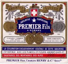 Antique Premier Fils Absinthe Bottle Label Measures 4 75 X 4 25 The Label Comes From Romans France And Pre Dates The 1915 Ab Absinthe Bottle Labels Labels