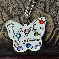 Engraved Mother S Butterfly Necklace With Birthstone Butterfly Necklace Pandora Jewelry Sterling Silver