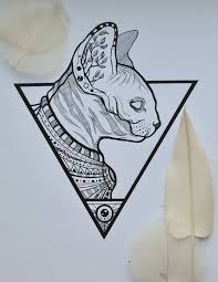 Cats are beloved by humans across the world, so it's no egyptian cat. Egyptian Sphynx Cat In Triangle Frame Tattoo Design By Nika Sugarcandy Tattooimages Biz