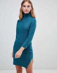 Exude a relaxed feel with the timeless and minimalist women's athletic crop shoulder fashionable jumper from brave soul. Image 1 Of Brave Soul Mandy Roll Neck Jumper Dress Sweater Dress Roll Neck Jumper Dress Roll Neck Sweater