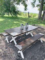 Picnic tables are a great addition to any backyard. Picnic Table Makeover Bold Boundless Blonde