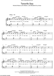 Sheeran Tenerife Sea Sheet Music Beginner For Piano Solo Beginners