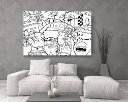Black And White Graffiti Wall Art Pop Art Graffiti Style Original Painting Prints By Kfirtager In 2020 White Wall Art Black And White Wall Art Horizontal Wall Art